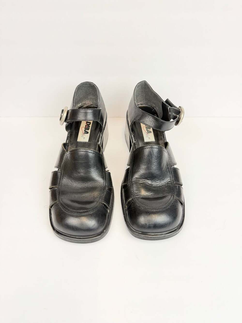 Diba Black Leather Fisherman Chunky Heel Mary Jane Sandals Size 9 - Picture 7 of 7